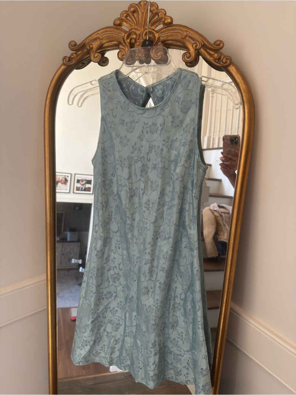 Sleeveless Blue Floral A-Line Dress